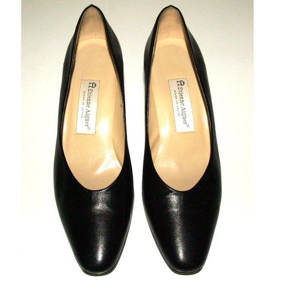Vintage Etienne Aigner - Taylor - Black Leather Pumps - Made In Spain - 9W - Picture 4 of 10